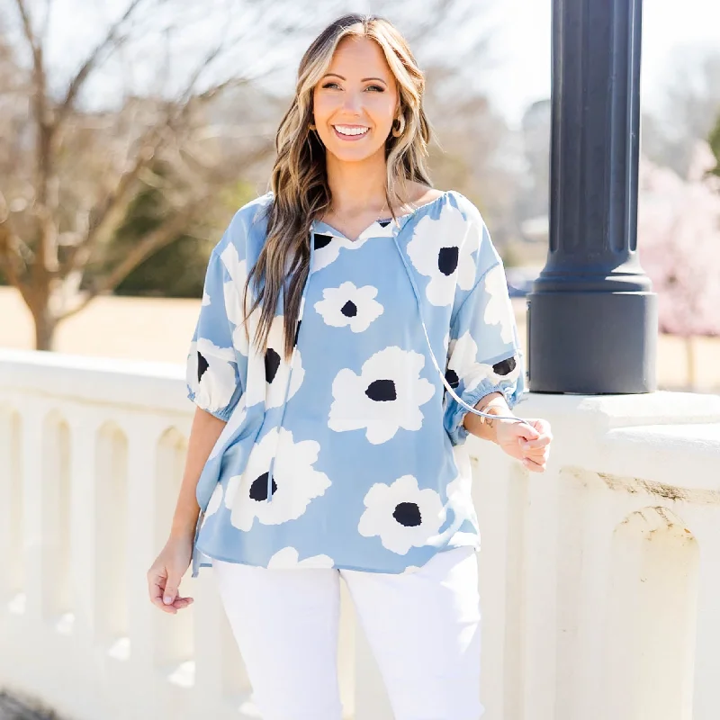 Dynamic Fashion Flower Fields Forever Top, Blue