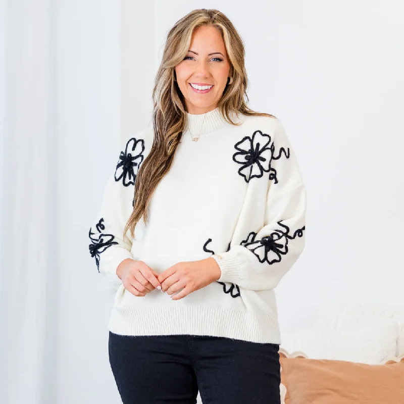 British Style Flowering After Frost Sweater, Cream