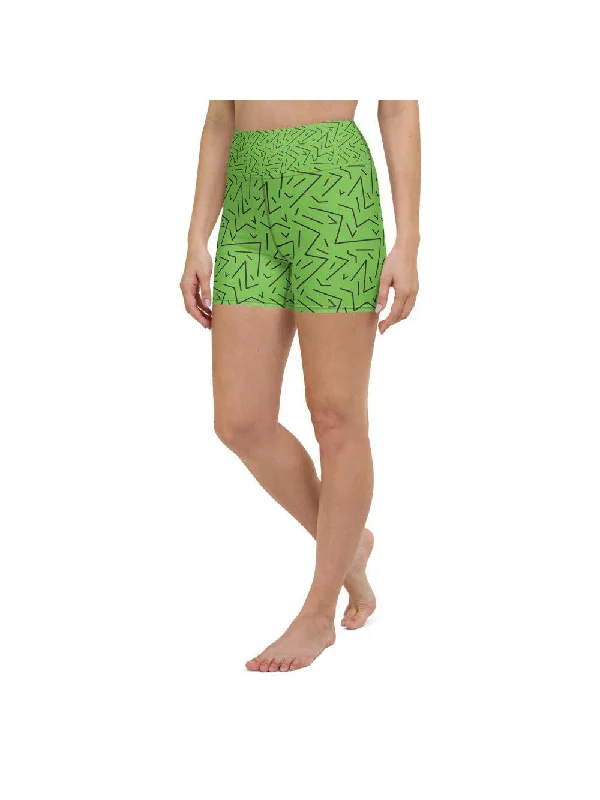 Warm Atmosphere Green Black Line Yoga Shorts