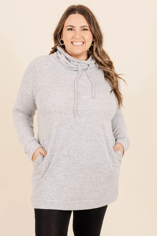 Fashion And Simplicity Happy To Oblige Top, Heather Gray