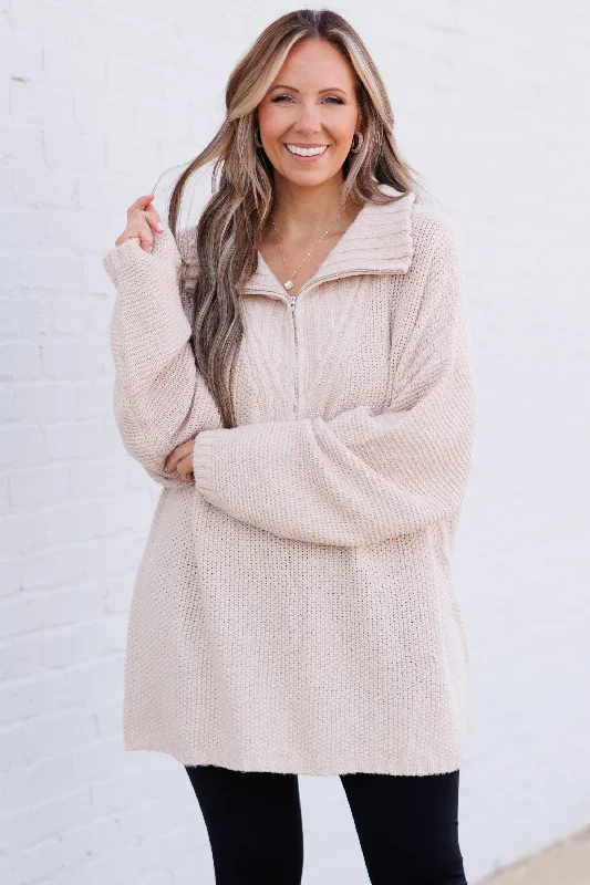 Soft Tops I Can't Wait Pullover, Taupe