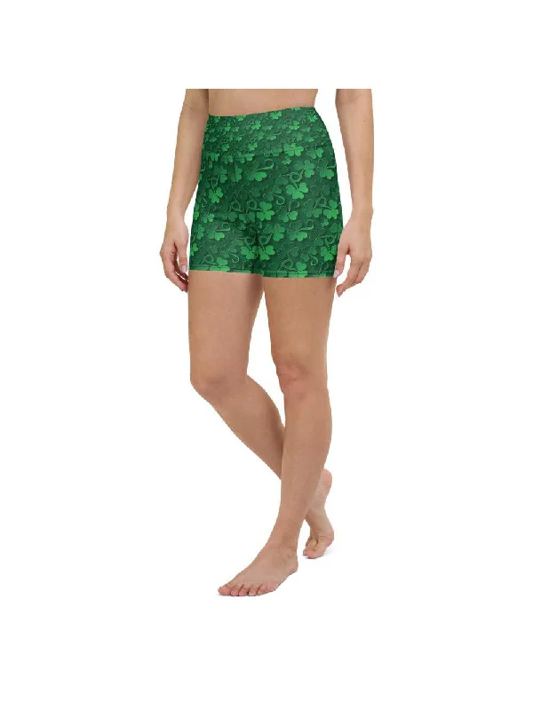 Sports Series Irish 3D Shamrock Yoga Shorts