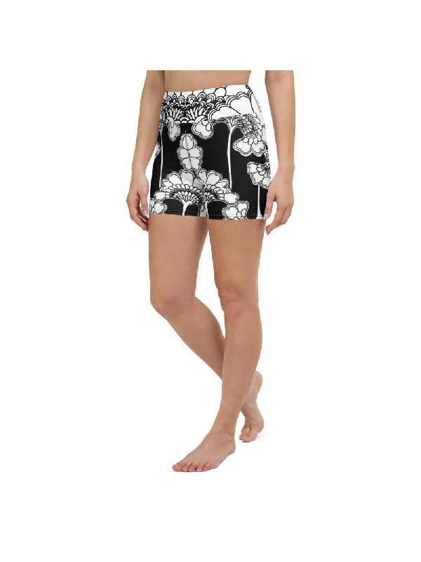 Casual Elegance Japanese Floral Yoga Shorts
