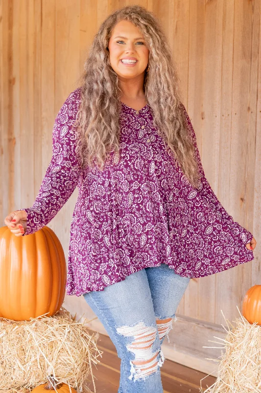 Comfortable Dresses Just Think Top, Burgundy