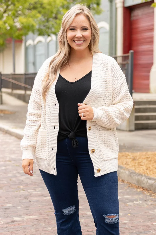 Layered Comfort Just Throw It On Cardigan, Cream