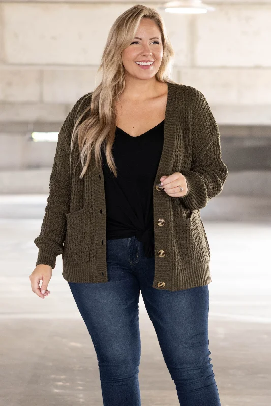 Breathable Comfort Just Throw It On Cardigan, Dark Olive