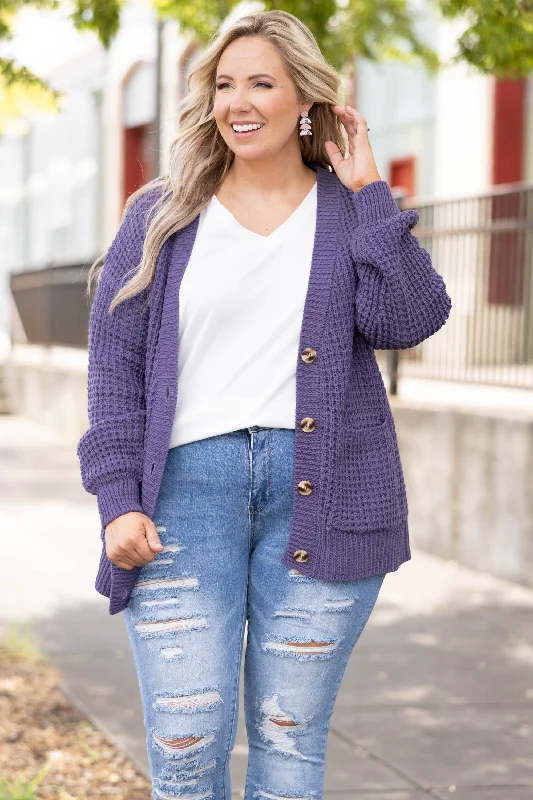 Comfort Fit Just Throw It On Cardigan, Lilac Grey