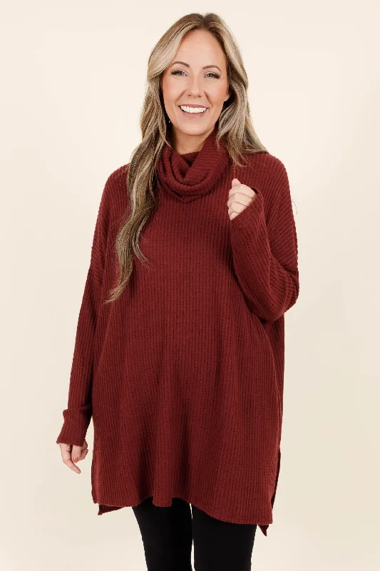 Elegant Casuals Keep Your Trust Sweater, Dark Burgundy