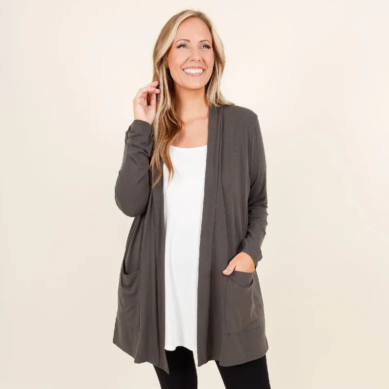 Classic And Versatile Kindness and Compassion Cardigan, Ash Gray