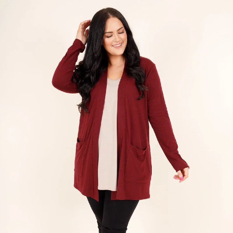 Cozy Footwear Kindness and Compassion Cardigan, Burgundy