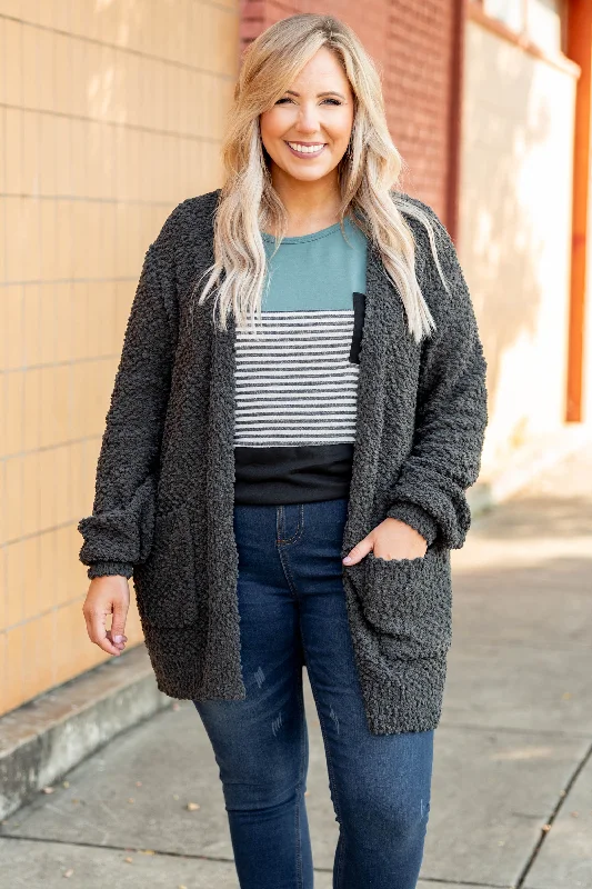 Relaxed Weekend Wear Latte Lover Cardigan, Ash Gray