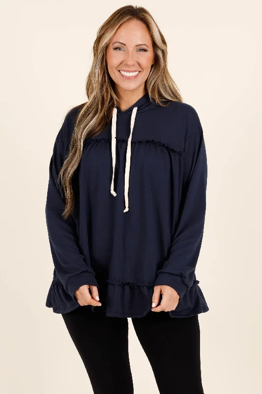 Comfort Fit Let's Go Ice Skating Hoodie, Navy
