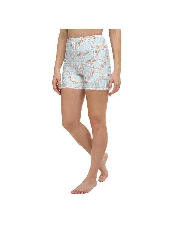 Cozy Fit Light Blue & Apricot Wave Yoga Shorts