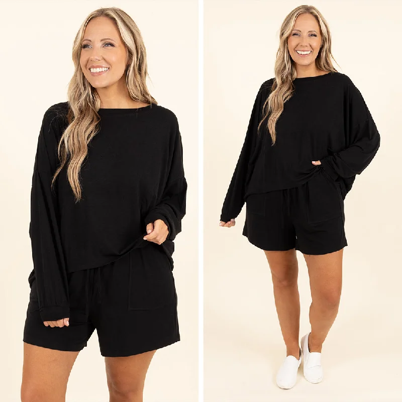Elegant And Noble Live, Love, Lounge Set, Black