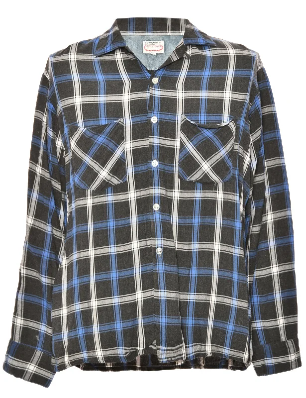 Design And Tailoring Long Sleeved Black Checked Shirt - L