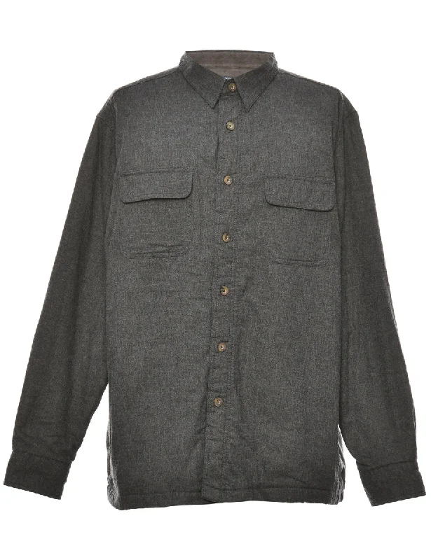 End Of The Year Long Sleeved Black Flannel Shirt - L