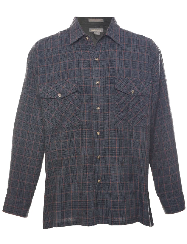 Ethnic Style Long Sleeved Checked Shirt - L