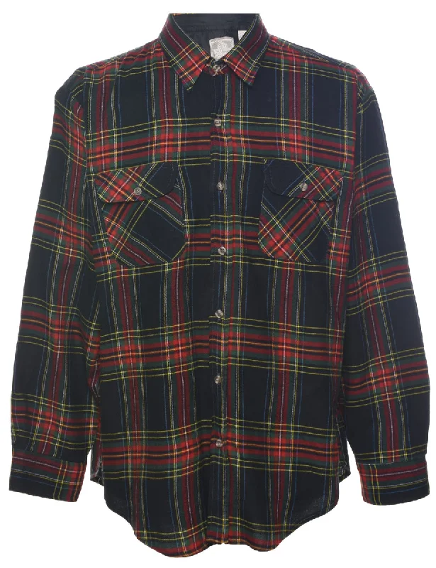 Comfortable And Versatile Long Sleeved Checked Shirt - L