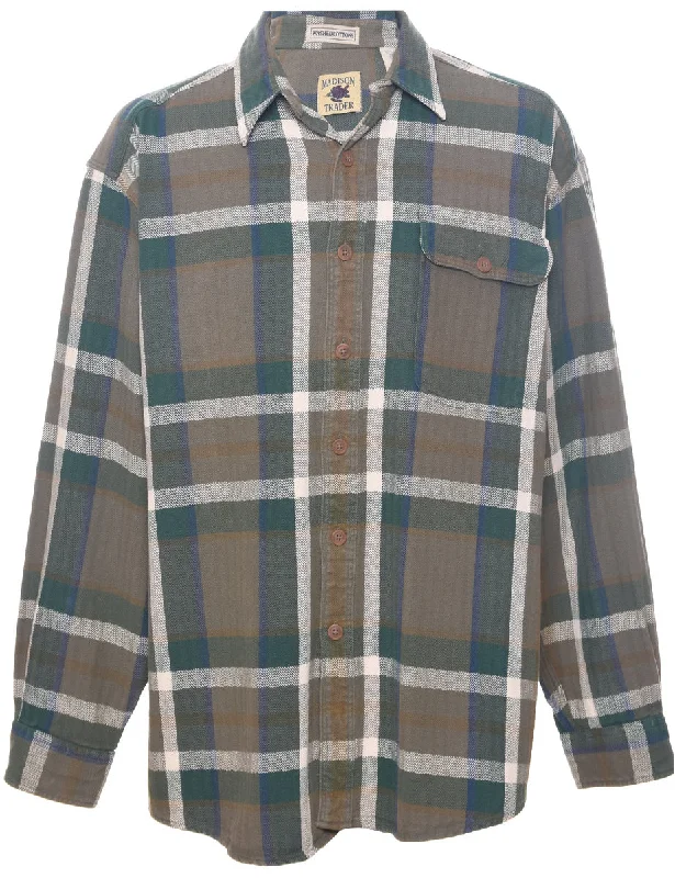 Luxury And Elegant Long Sleeved Checked Shirt - L