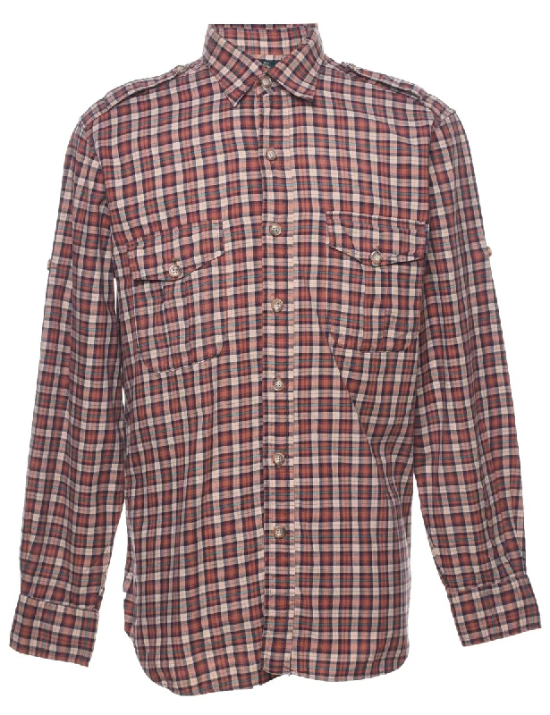 Elegant Outline Long Sleeved Checked Shirt - L