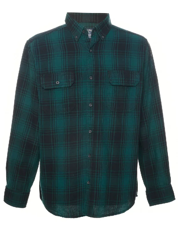 Elegant Comfort Long Sleeved Checked Shirt - L
