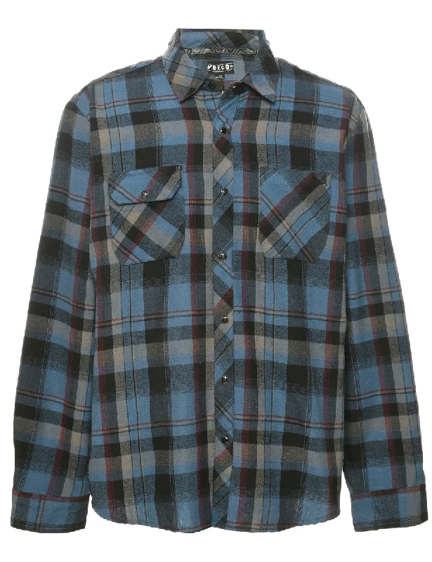 Modern Comfort Long Sleeved Checked Shirt - L