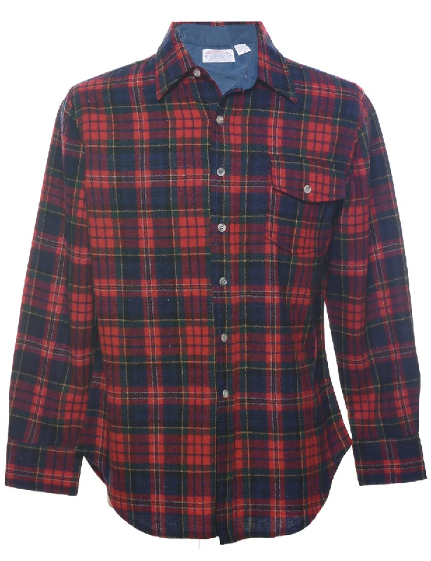 Comfortable Fashion Long Sleeved Checked Shirt - M