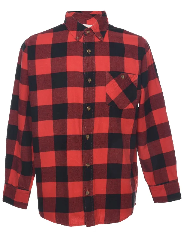 Comfortable Sweaters Long Sleeved Checked Shirt - M