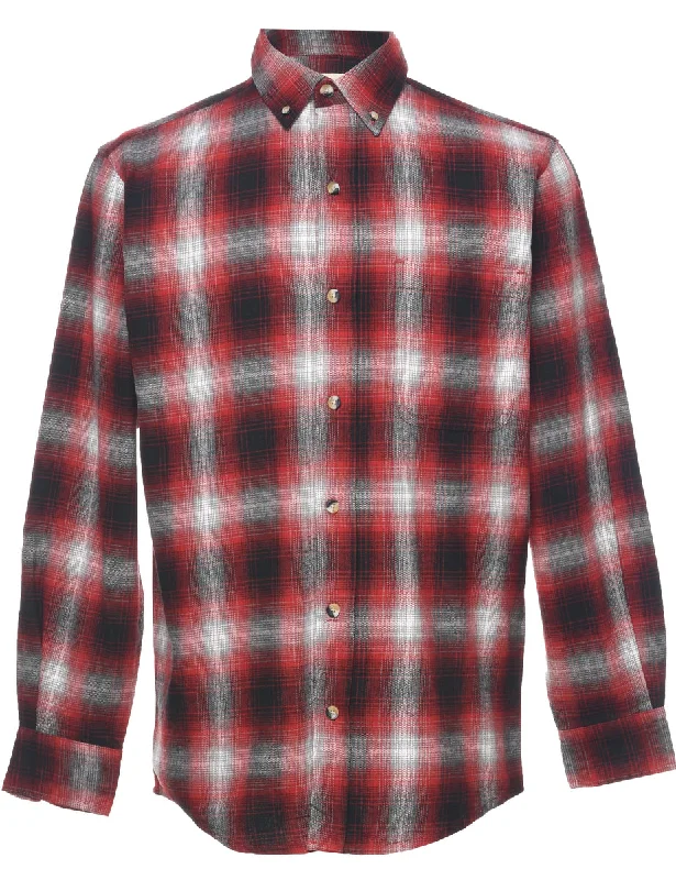 Relaxed Tops Long Sleeved Checked Shirt - S