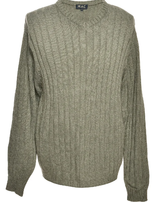 Soft Fabric Looks Long Sleeved Dark Grey Jumper - S