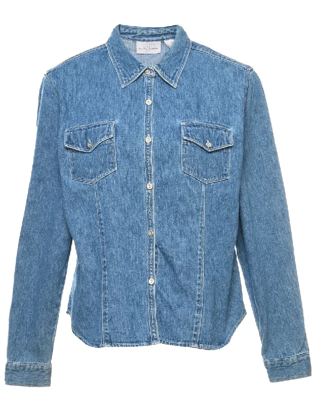 Comfortable Lifestyle Long Sleeved Denim Shirt - L