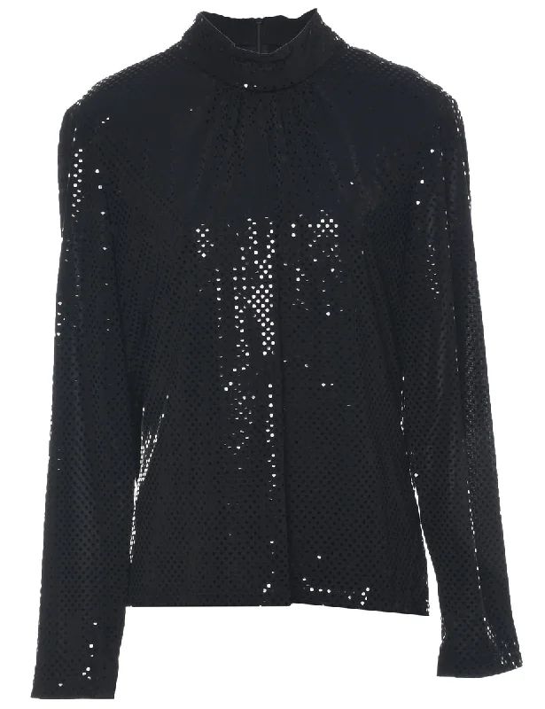 Mid-length Style Long Sleeved Evening Top - L