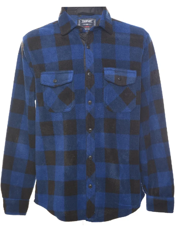 Trendy Traveler Long Sleeved Fleece Checked Shirt - L