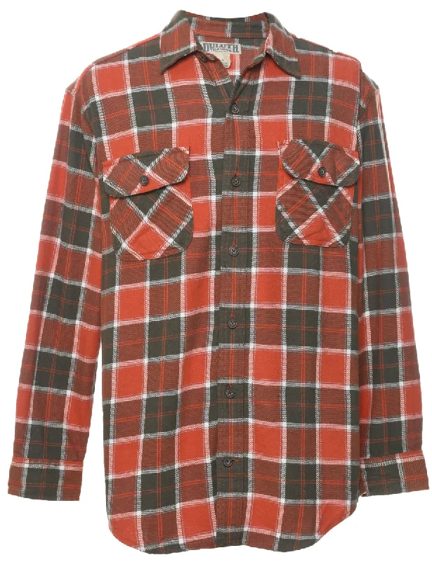 Celebrity Style Long Sleeved Red & Brown Checked Shirt - M