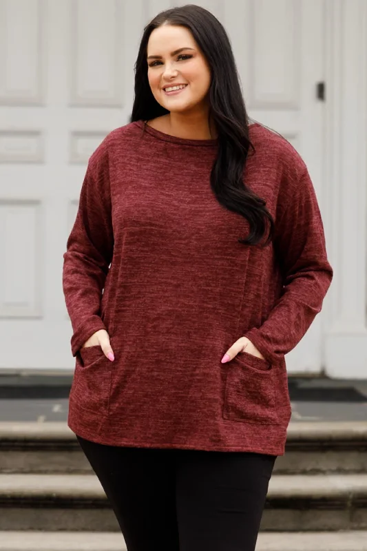Fashionable Ease Love Launch Top, Burgundy