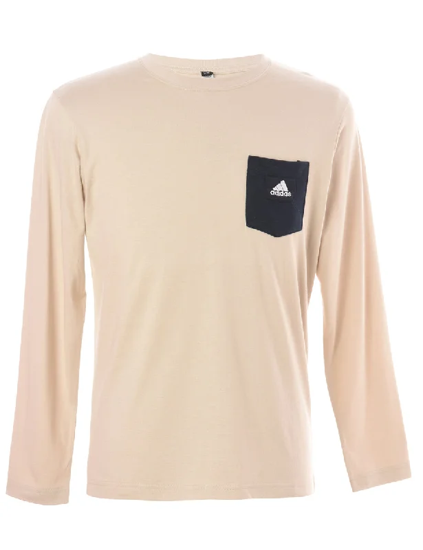 Exquisite Embroidery Luke Long Sleeve Reworked Adidas Pocket T-Shirt - XS