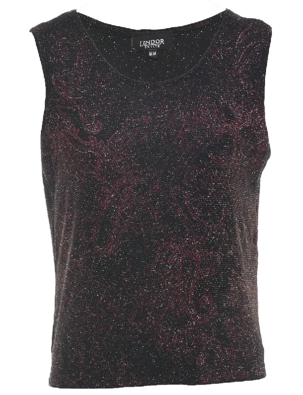 Elegant Wear Lurex Black Evening Top - M