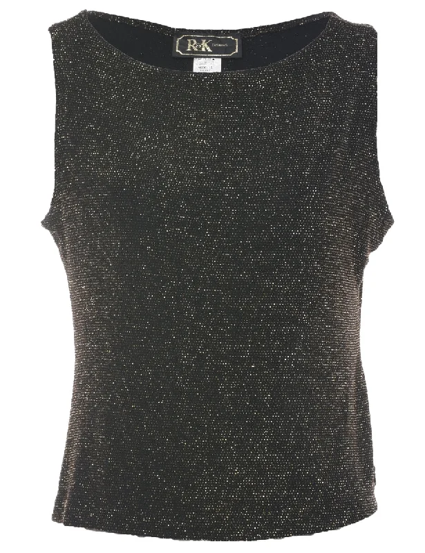 Exquisite Craftsmanship Lurex Black Evening Top - M