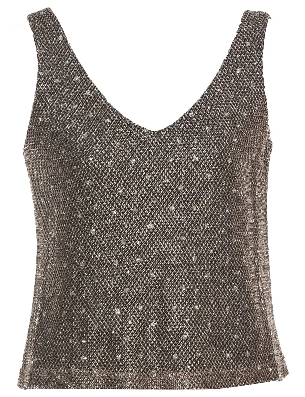 Urban Style Lurex Brown Evening Top - S