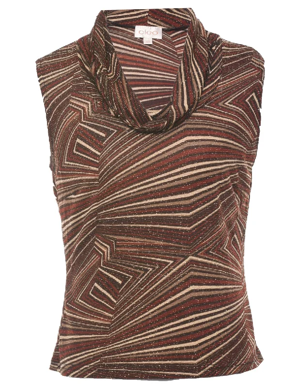 Lace Design Lurex Evening Top - M