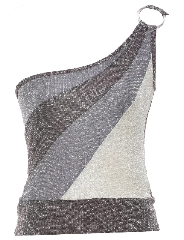 Summer Comfort Lurex One Shoulder Evening Top - XS