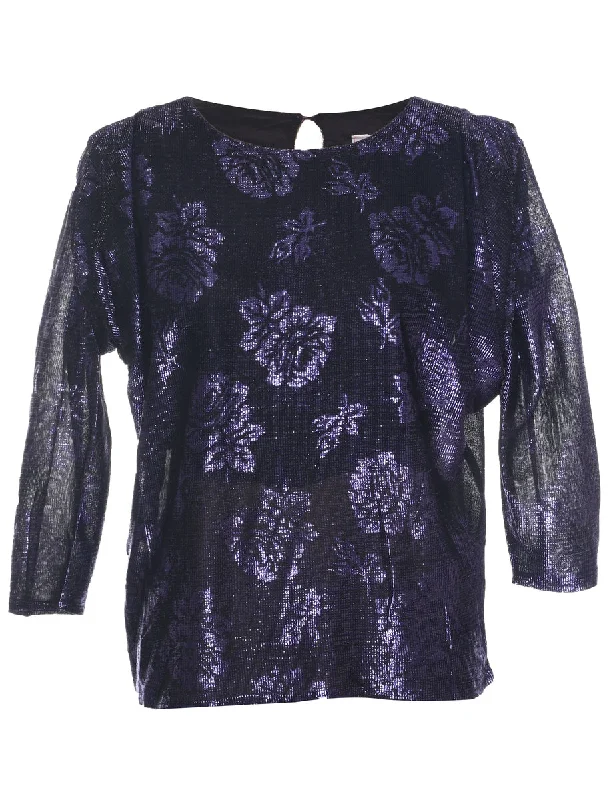 Cozy Pants Lurex Purple Evening Top - L