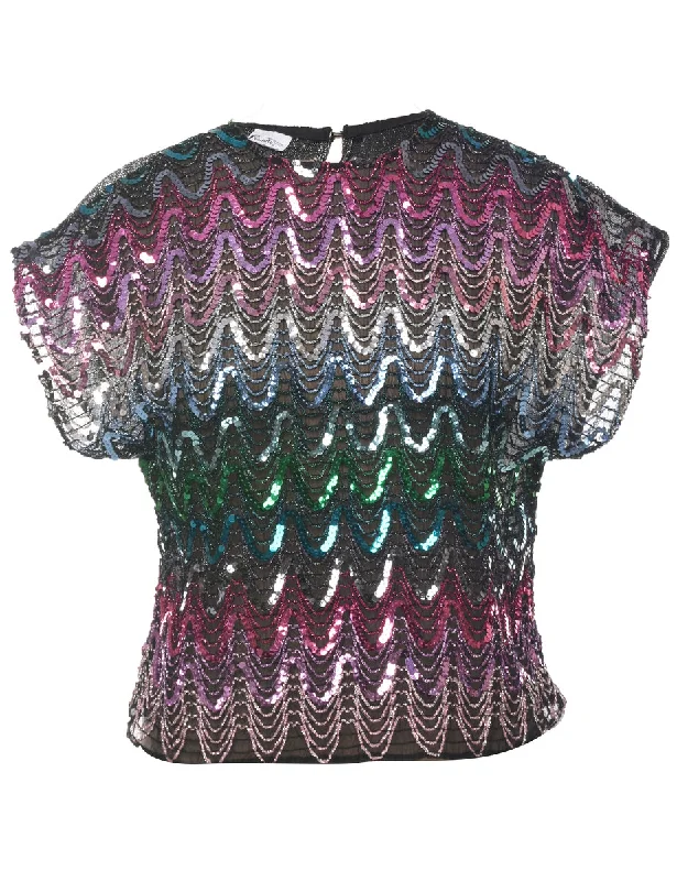 Soft Clothing Lurex Sequins Evening Top - L