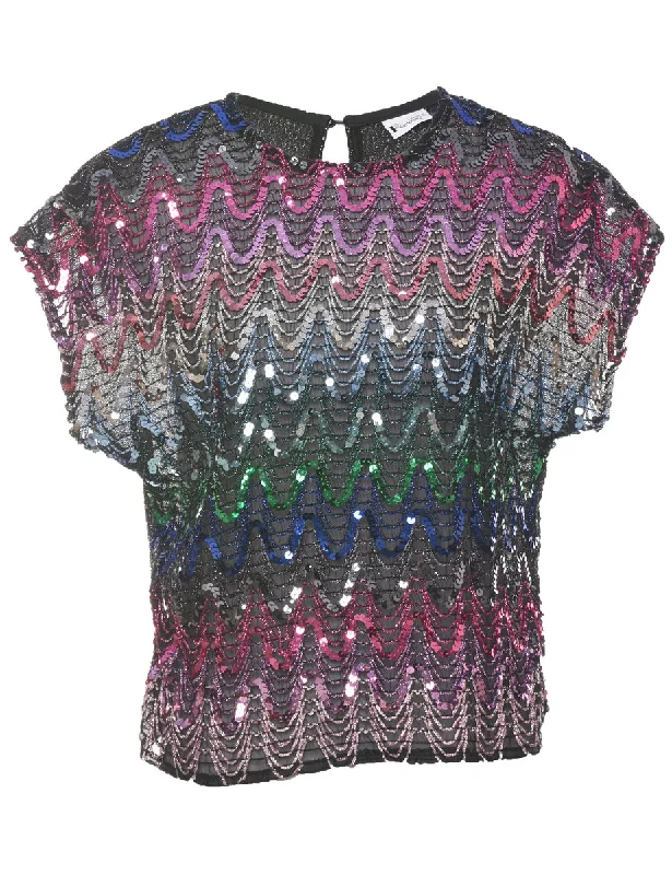 Soft Style Lurex Sequins Evening Top - L