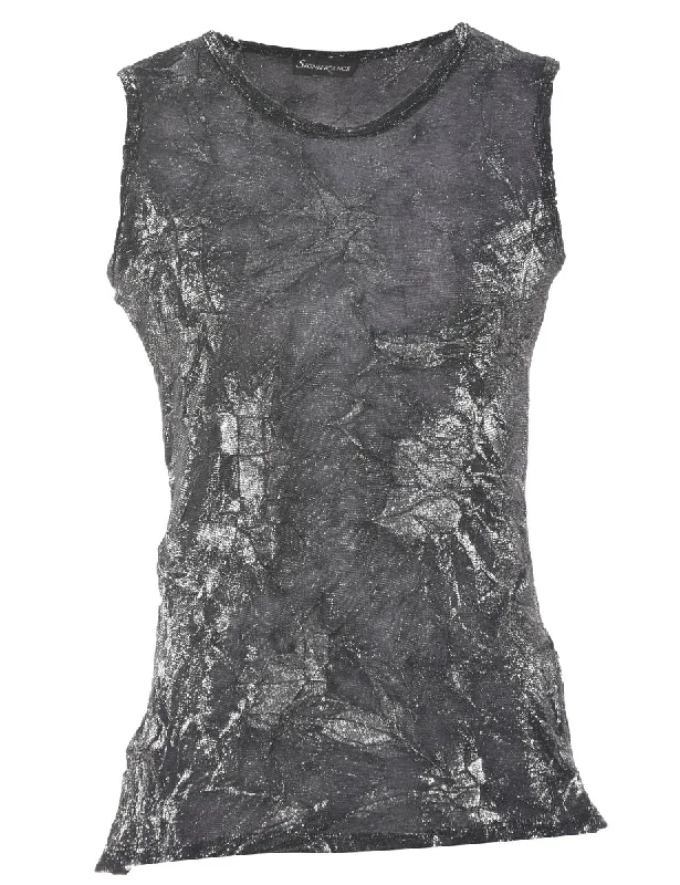 Versatile Style Lurex Silver Evening Top - S
