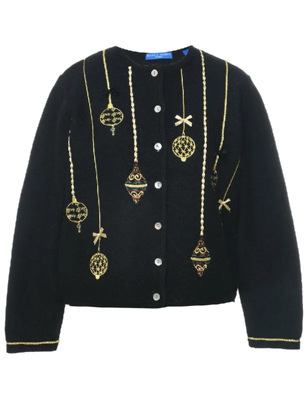 Timeless Style Lurex Thread Pattern Christmas Cardigan - L