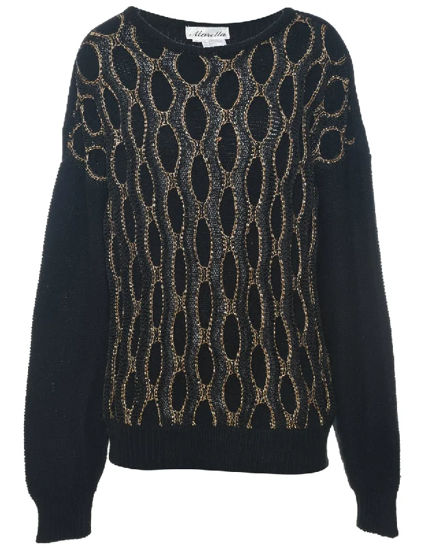 All-Day Style Lurex Thread Pattern Jumper - L