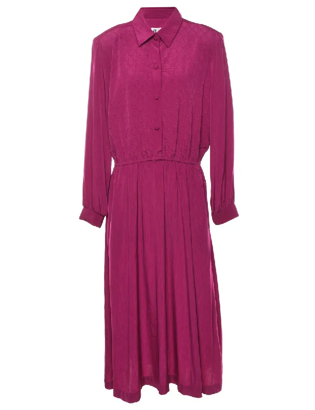 Leisure Travel Magenta Long Sleeve Shirt Dress - L