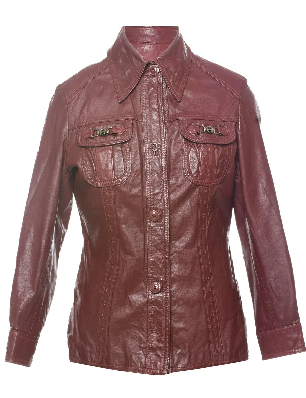 Unique Design Maroon 1970s Leather Jacket - S
