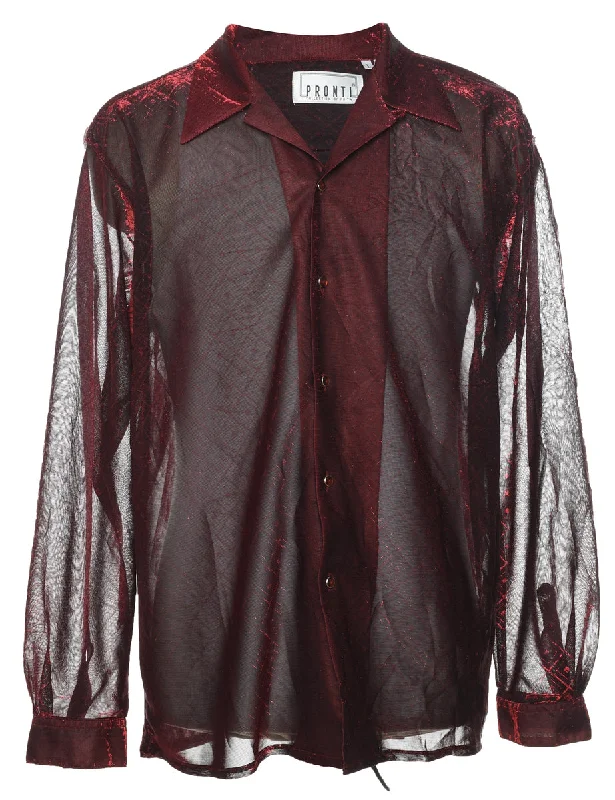Trendy Items Maroon Y2K Sheer Shirt - L